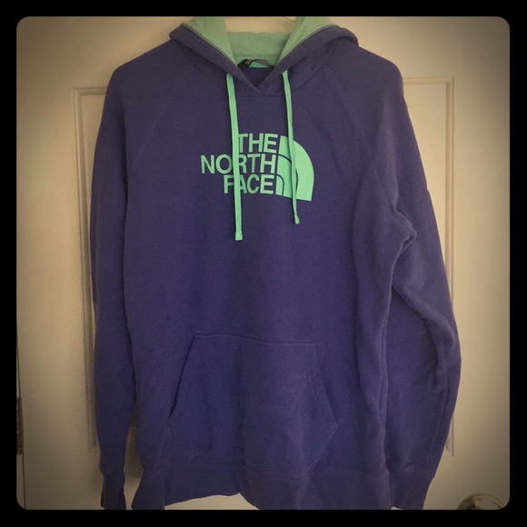 The North Face Tops The North Face Purple Mint Green Hooded Sweatshirt Poshmark